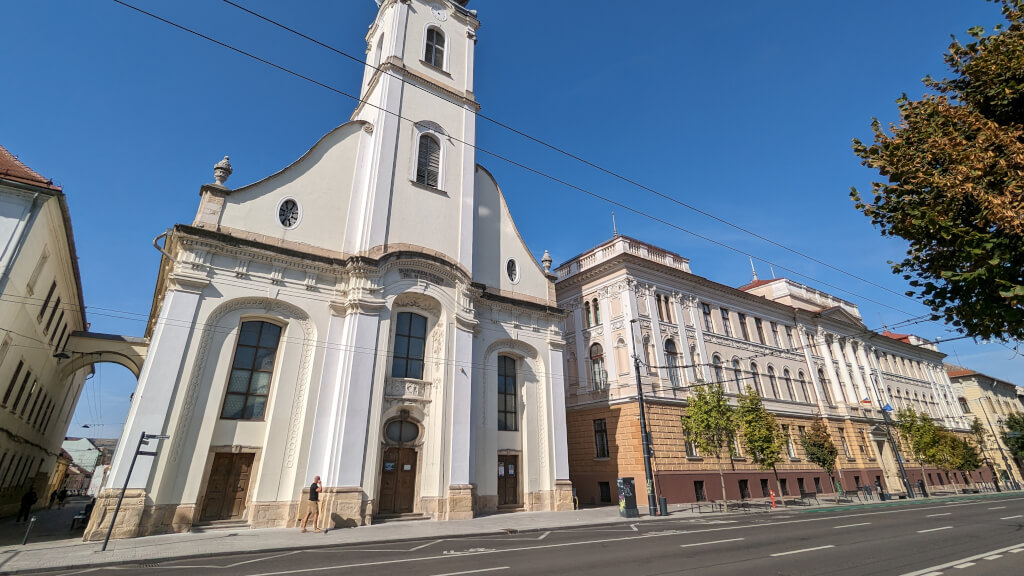 First Unitarian Church of Cluj/Kolozsvár and the adjacent János Zsigmond Unitarian High School