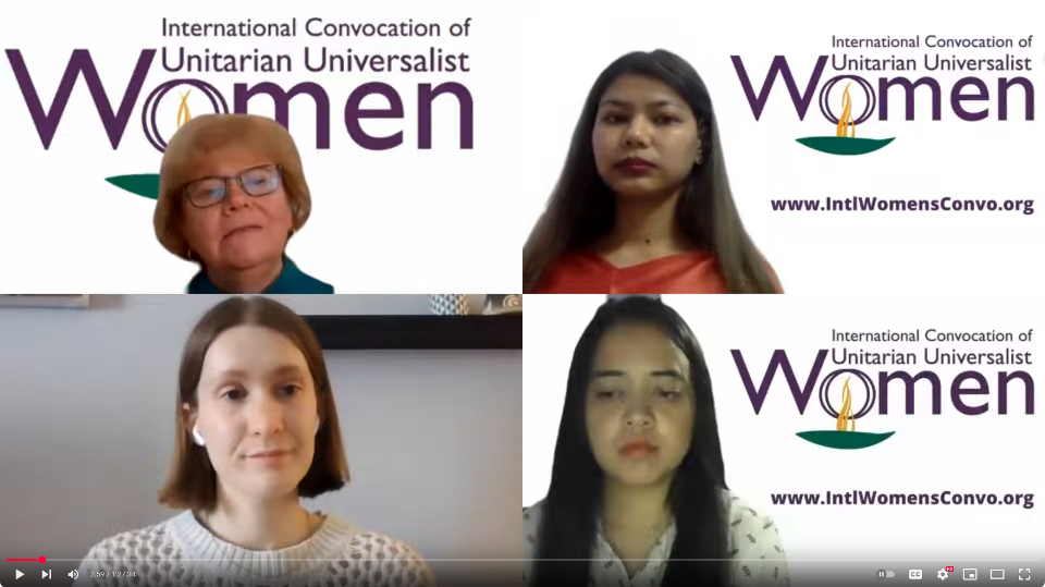 Ms. Liza M. Lamar (upper right) and Ms. Alisha M. Rani (bottom right), panelists in ICUUW's parallel event on digital abuse at CSW66