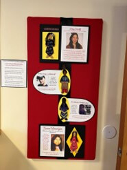 pictures on red wall board