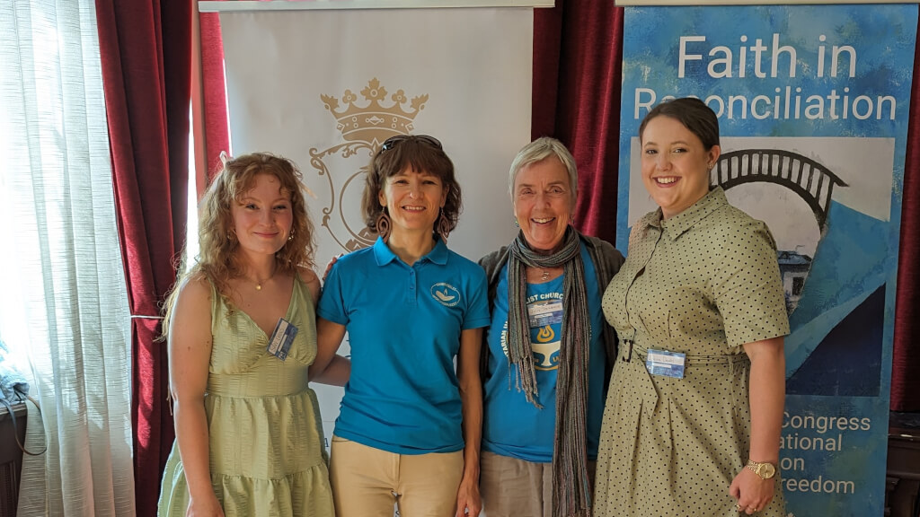Siân Evans and Laura Davies (Wales) with Julie Steinbach and Zsófia Sztranyiczki, following the Providence panel discussion