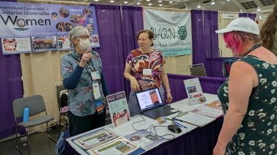 Geri, Karen and Sydney at the booth at GA 2025
